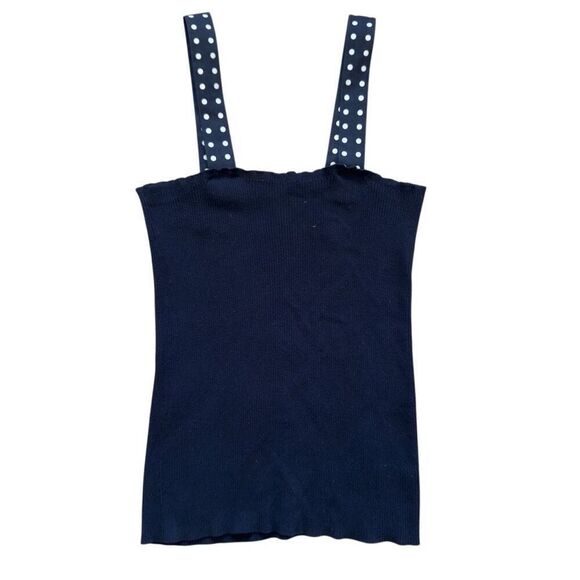 Akris punto black ribbed polka dot tank top sz 10 - Picture 1 of 6
